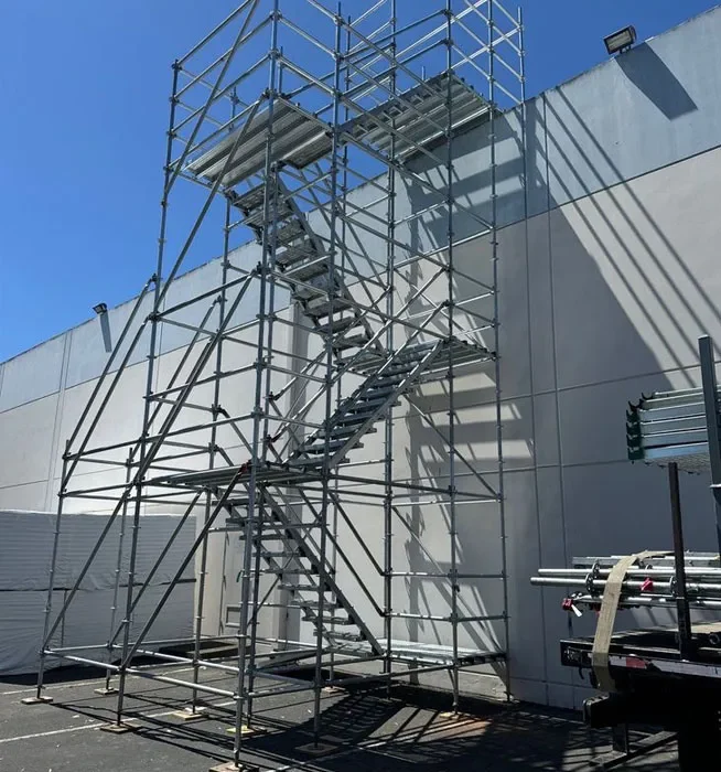 Temporary stair tower scaffolding system installed by Long Beach Scaffolding.